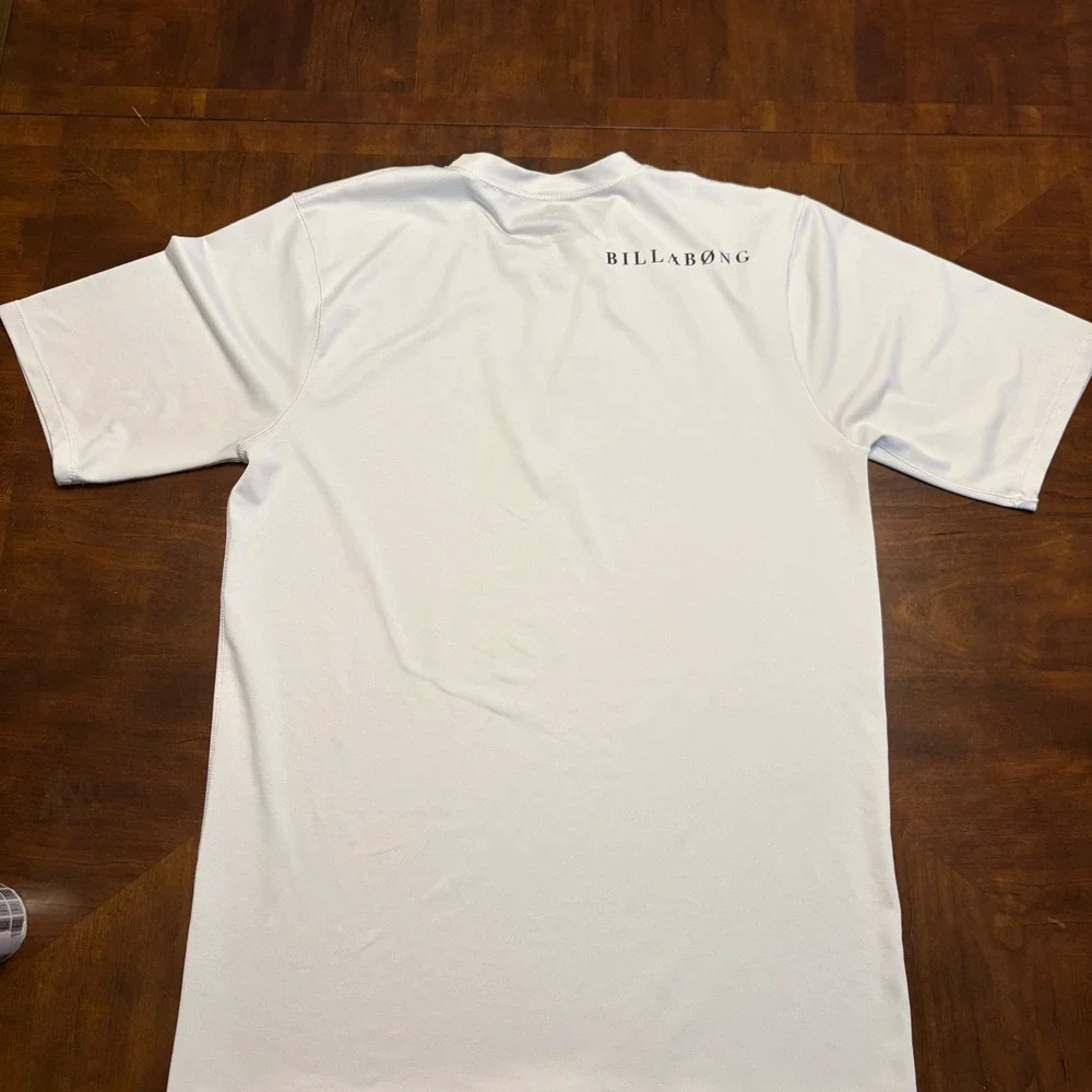 Billabong Submersibles Rash Guard Mens Large White UV Protection Short Sleeve